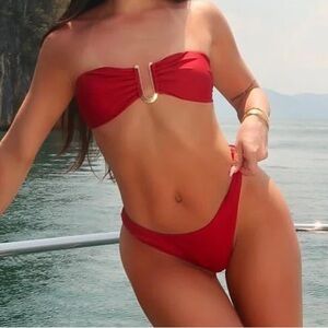 NWT Fashion Nova Karol Bandeau 2 Piece Bikini - Red